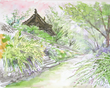 則永修、大和路を描く、水彩画、西ノ京